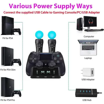 4 v 1 Nabíjačka, Dokovacia nabíjacia Stanica pre PS Move Motion Nabíjanie pre PS4 Herný ovládač pre Playstation 4 Ovládači DualShock