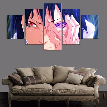 Anime NARUTO Sasuke 5 Kusov Plátna Obrazov Olej Dekor Obrázok, Plagát na Stenu Doma Vytlačené Rámci Dekorácie Modulárny Moderné