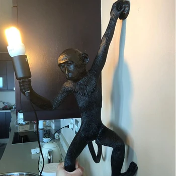 Nordic Loft Živice Gold Black White Monkey Prívesok Lampa Konopné Lano visiace Lampy, Bar, Kaviareň, Reštaurácia, Spálňa Tabuľka študovňa
