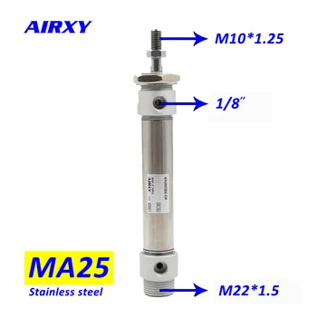 Vzduch MA 25 mm vŕtanie mini nehrdzavejúcej ocele pneumatické valce vzduchu v pneumatických valcov 10 mm-300 mm dvojčinné MA25x175S