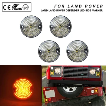 4PCS Jasné, Žltá dióda LED Bočné Obrysové Svietidlo Pre Land Rover Defender 90/110 Série 1 2 2A 3 Predné+Zadné