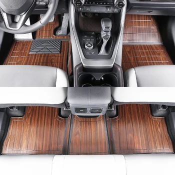 Pre Toyota RAV4 XA50 2019 2020 Auto Príslušenstvo Podlahové Rohože Sada pre Predné 2. Riadok Syntetické Drevo Zásobník Drevené Podložky na Nohy Mat Koberce