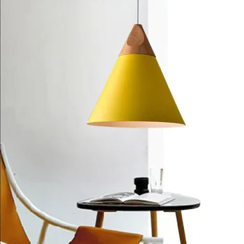 Moderné LED Prívesok Svetlo Severskej kombinácii bar skutočného dreva multicolor Hliníkové tienidlo lampy Prívesok Lampa pre jedáleň domáce osvetlenie