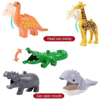 Veľké Tehly Kompatibilné Duplos Bloky Zvierat Series Model Údaje Stavebným Dinosaura Slon Deti Vzdelávacie Hračky