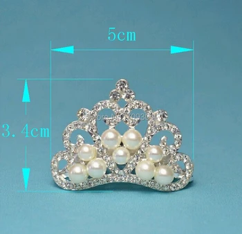 Veľkoobchod veľká veľkosť 50x34mm pearl drahokamu koruny tiara flatback 100KS/VEĽA