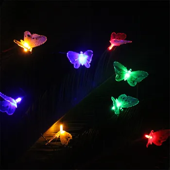 BEIAIDI 4M 12Leds Motýľ Solárne String Svetlo Optický Víla Svetlo String Garland Outdoor Záhrada Strany Vianočné Svetlo