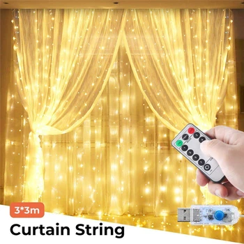 LED Girlandy Opony String Svetlá Diaľkové Ovládanie USB Fairy Svetlo Svadobné Party Dovolenku Osvetlenie Domov, Okenné Dekorácie