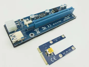 Mini PCI-E na PCIe slot karty PCI Express 1x až 16x Extender Stúpačky Karty 60 cm USB 3.0 Adapter SATA 6Pin Napájací Kábel pre Bitcoin Ťažba BTC