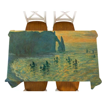 Monet lekná a Agapanthus maľovanie Nepremokavé Bielizeň Obrus Hrubé Obdĺžnikový Jedálenský Stôl Kryt Čaj obrus