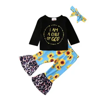 Roztomilý Batoľa, Dieťa Dievčatá 6M-4t-taktné Oblečenie Slnečnice Topy+Dlhé Nohavice+hlavový most Oblečenie Set