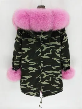 Ženy Zimná Vetrovka Coats Luxusná Veľká Fox Kožušiny Golier Hrubé Teplé Prírodné Králik Kožušinu Podšívka Parkas Vrchné Oblečenie