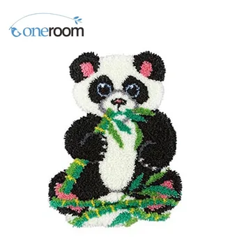 ZD596 Panda jesť bambusu Háčik Koberec, Súpravu DIY Nedokončené Háčkovanie Priadza Mat Poistku Háčik Koberec, Súpravu Poschodie