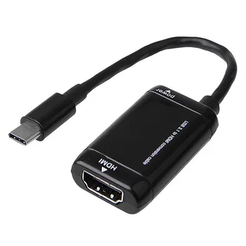 Čierny ABS HD Prevodník Adaptér USB 3.1 C Samec na HDMI Female na 1080P HD Kábel Telefón Android