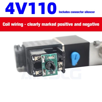 4V110 2 Pozície 5 Spôsob 4V110-08 12V 24V 110V 220V Elektromagnetický ventil Single-Coil Vzduchu elektrické Elektromagnetický Ventil