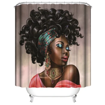 Osobné Afrických Amerických Žien Krásy Sexy, Krásne Čierne Dievča Afrocentric Nepremokavé Vaňa Sprchový Záves Nastaviť