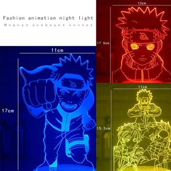 Najnovšie Anime Obrázok Uzumaki Naruto s Dýkou 3D LED Nočné Osvetlenie RGB 7 Farieb Biela Base Stolná Lampa Domova Narodeniny lampy