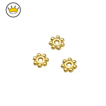 500PCS/Veľa Zlaté Snowflake Kovové Korálky Pre Šperky Označenie Voľné Dištančné Korálky Náramok Náhrdelník Kúzlo Šperky Hľadanie 4.5 mm
