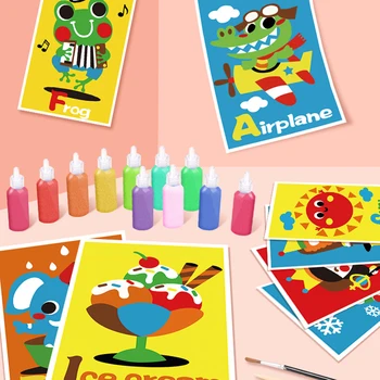 Deti HOBBY Ručné 12Color 3D Piesku Maľovanie Nastaviť Vzdelávania Vzdelávacie Hračka Krytý Desktop toys darček pre deti