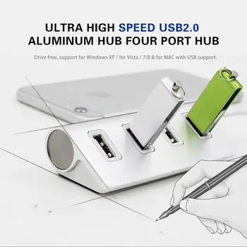 USB2.0 Hub Vysokej Rýchlosti 4 Port USB Rozbočovač USB Rozbočovač Adaptér s LED Indikátor Port Multi Extender pre PC, Notebook
