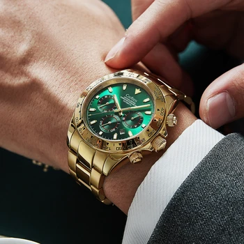 CADISEN Muži Mechanické Náramkové hodinky Luxusné Automatické Hodinky Pre Mužov Sapphire Crystal Nehrdzavejúcej Ocele Keramická Fazeta 10Bar Zlato Hodiny