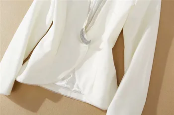 2020 Nové Mólo Jeseň Vyhovovali Ženy Elegantné dvojdielne plavky Oblečenie s Dlhým Rukávom Biele Sako a Nohavice Zodpovedajúce Nastavenie