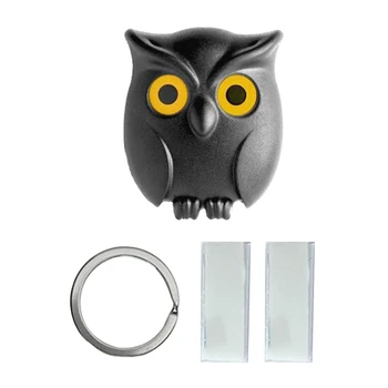 1 KS Black Night Owl Magnetické Nástenné Kľúča Držiteľa Magnety Udržať Keychains Tlačidlo Ramienko Háčika visí kľúč otvorí oči