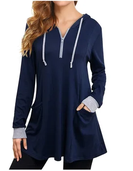 Nové jeseň dámy temperament, šitie zips pulóver s kapucňou long-sleeve voľné kovanie dámske tričko vrchné oblečenie