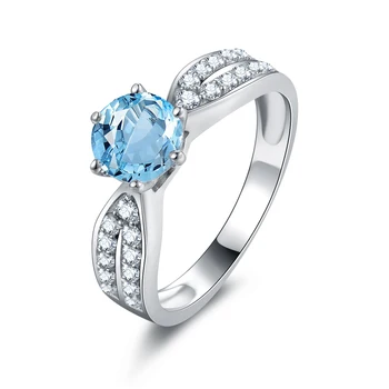 QYI Skutočné 925 Sterling Silver Prírodné Sky Blue Topaz Zásnubný Prsteň Ženy, Svadobné Farebné Kamene, Šperky