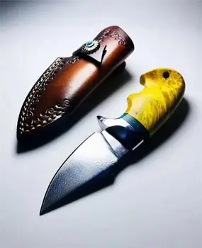 Mini rovný nôž ostrý Damasku ocele malé tlačidlo nástroje multi-purpose fréza manuálna demontáž express nôž vreckový Keychain
