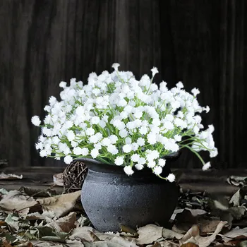 Falošné Kvety Biele Umelé Gypsophilas Kvet Falošné Hodvábne Svadobné Party Kytice Domáce Dekorácie Diy Kvetinový Kytice p5