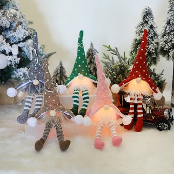 Vianočný Stromček Visí Ručne vyrábané Vianočné Ozdoby LED Luster, Domov, Dvere alebo Okno, Dekorácie, Santa Claus