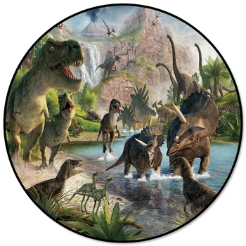 3D animovaný Dinosaura Vzor a Koberce pre Domáce Obývacia Izba Kolo Koberec pre Deti Izby Non-slip