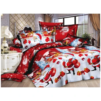 Vianoce Domov textilné Bavlnené obliečky vysokej kvality 4pc posteľná bielizeň nastaviť (Color: Red)
