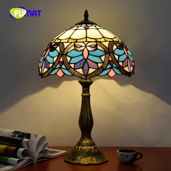 FUMAT Európskej Pastoračnej Hrozna Tiffany vitráže Barokový Retro Dragonfly Obývacia Izba, Jedáleň, Spálňa Nočný Stolík Lampa