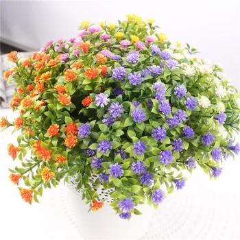 Živé Roztomilý umelé Miraflor kvet, zelené rastliny, kvet hodvábnej 6 pobočky/kytice bez váza mini trávy domáce dekorácie