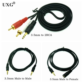 AUX Kábel 3,5 mm Audio Predlžovací Kábel Jack Samec Samec Samica Slúchadiel 2 RCA Kábel pre Auto Slúchadlá Kábel Reproduktora