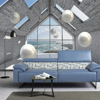 Vlastné Nástenné Moderné Tapety Space Ball Seascape Fresco Obývacia Izba, TV joj, Stena Nálepky Tvorivé Samolepiace Tapety