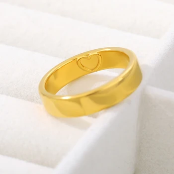 Jednoduchý Dizajn Srdce Prstene Pre Ženy Kovové Stainless Stell Geometrie Kruhové Prstene Zlato Prst Prsteň Módne Šperky Bijoux Femme
