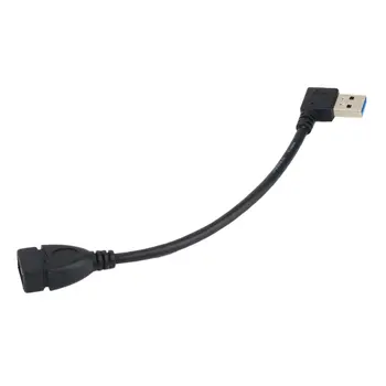 Univerzálny 25 cm Predlžovací Kábel USB USB 3.0 Samec A Samica 90 ° Rozšírenie Údajov Sync Kábel Kábel Drôt Adaptér Veľkoobchod