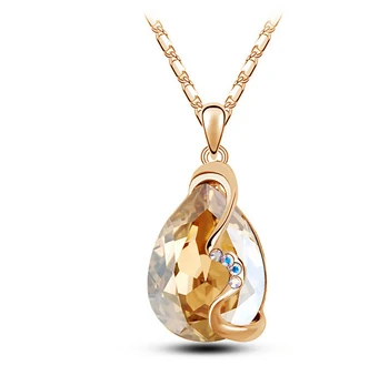 Vysoká Kvalita Nový Príchod zlata-farebná Rakúskeho Kryštálu Drahokamu prívesok náhrdelník módne Šperky očarujúce dievča, darček
