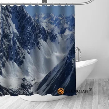 ShunQian Vlastné Snehu Textílie Hot Predaj Moderný Sprchový Záves Kúpeľňa 3D Vodotesné 12 Háčiky Pre Kúpeľňa Vysokej Kvality
