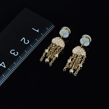 Olevo (olevo) značka módne trendy dámske nový produkt micro-vykladané kryštálmi júna nový produkt lucky medúzy strapec náušnice