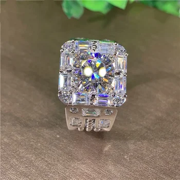 Pánske Módne Luxusné Strieborné Farba Biela Crystal Zásnubný Prsteň snubný Prsteň Výročie Darček Narodeninovej Party Šperky