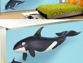 Nové Vlastné 3D Veľké Nástenné Tapety cartoon trojrozmerný Svet pod vodou veľryba detskej izby TVBackground obývacia Spálňa