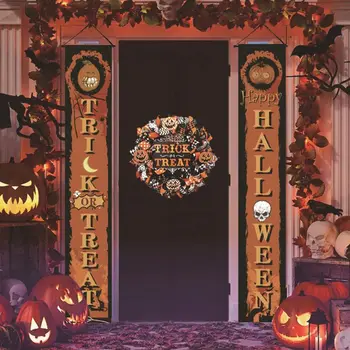 2 Kusy Trick or Treat Banner Halloween Verandu Prihlásiť Vonkajšie Vnútorné Závesné Prihlásiť 667A