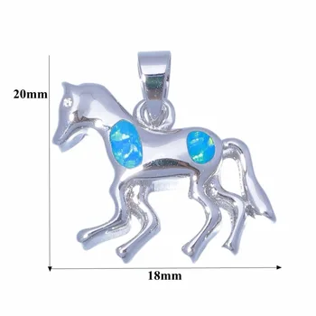 Kôň CiNily Vytvorené Blue Fire Opal Strieborné Pozlátené Veľkoobchod Pre Ženy Šperky Strany Darček Prívesok Whithout Reťaz 20 mm OD6887