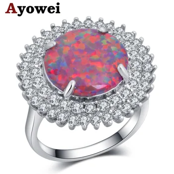 Ayowei kvet-tvarované minimalistický štýl, módne šperky red fire opal krúžok ženské módne šperky OR924A
