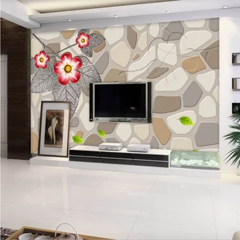 XUE SU Prispôsobené veľké tapety na stenu 3D troch-dimenzionální kameň kvetinové dekorácie interiéru maľovanie