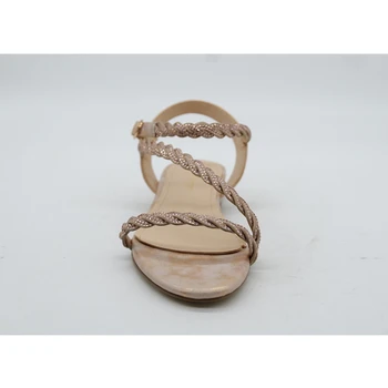 Jar bežné ženy sladký štýl pohodlné sandále bytov peep-toe tlačidlo flitrami väzbe v pohode osviežujúci elastické sandále