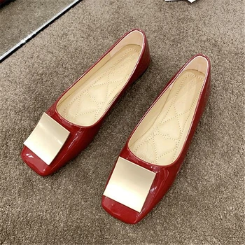 Európsky štýl ženy ploché jednej topánky žena 2019 jar nové, mäkké dno hrach topánky wild čisté červené námestie hlavu dámske topánky